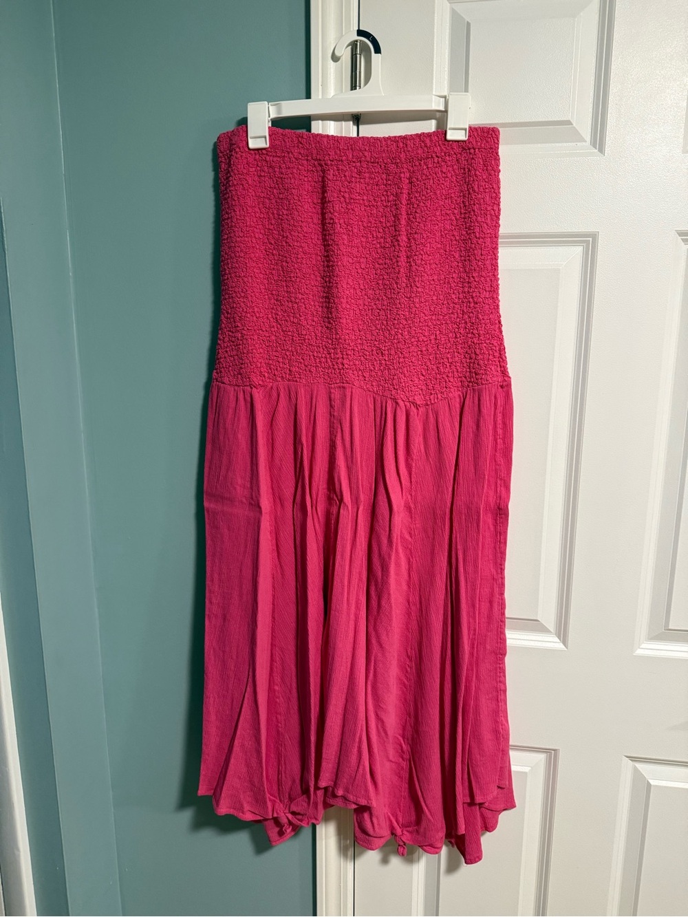 Anthropologie Hot Pink Smocked Midi Dress